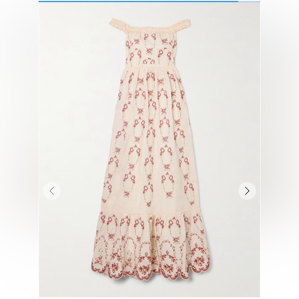 Agua Bendita Cream and Red Floral Maxi Dress
